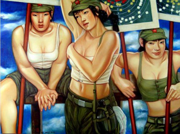 中国女兵图片油画，展现英勇形象与艺术魅力，中国女兵油画，英勇形象与艺术魅力的完美结合